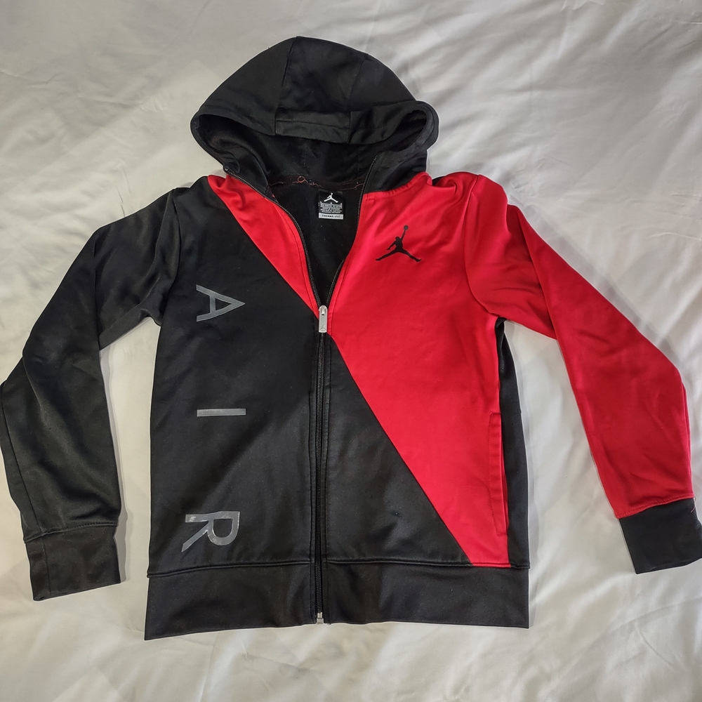 Nike Kids Black and Red Hooded Jacket